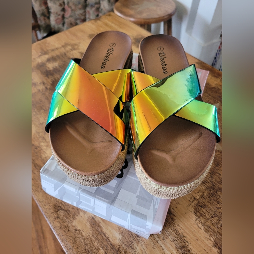 Women's Iridescent Slide Sandals
